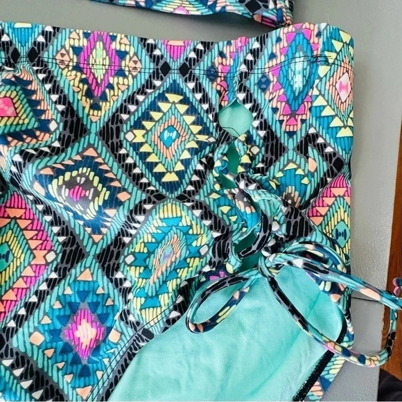 Forever 21 XL/1X multi color boho print high waist bikini bottoms + matching top - Picture 3 of 9